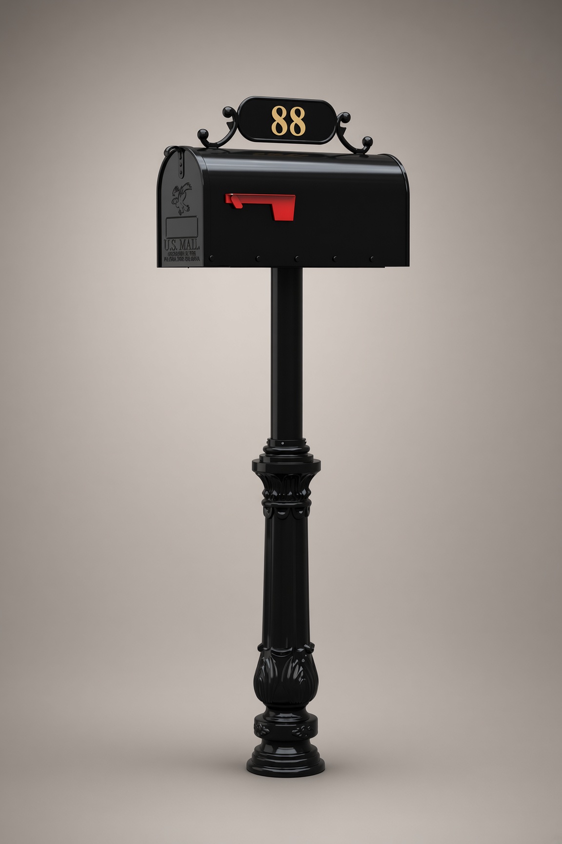 CM101 mailboxes — Smooth post, turned base, no scroll.