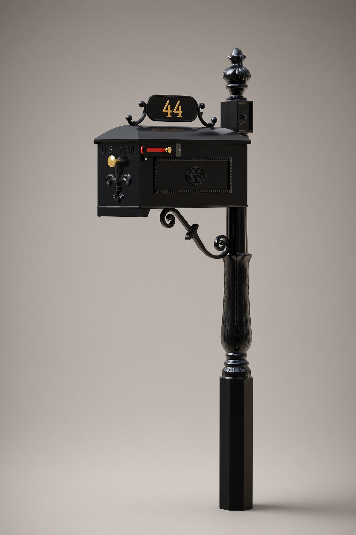 CM111 mailboxes — Fluted colonial post, large box, number plate.